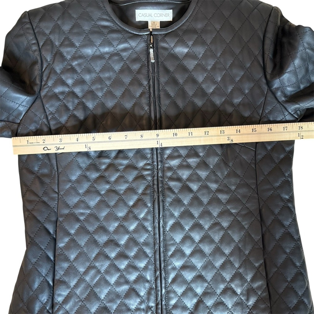 CASUAL CORNER Quilted Leather Jacket Vintage EUC Fitted Classic Zip Black Small - Picture 5 of 8
